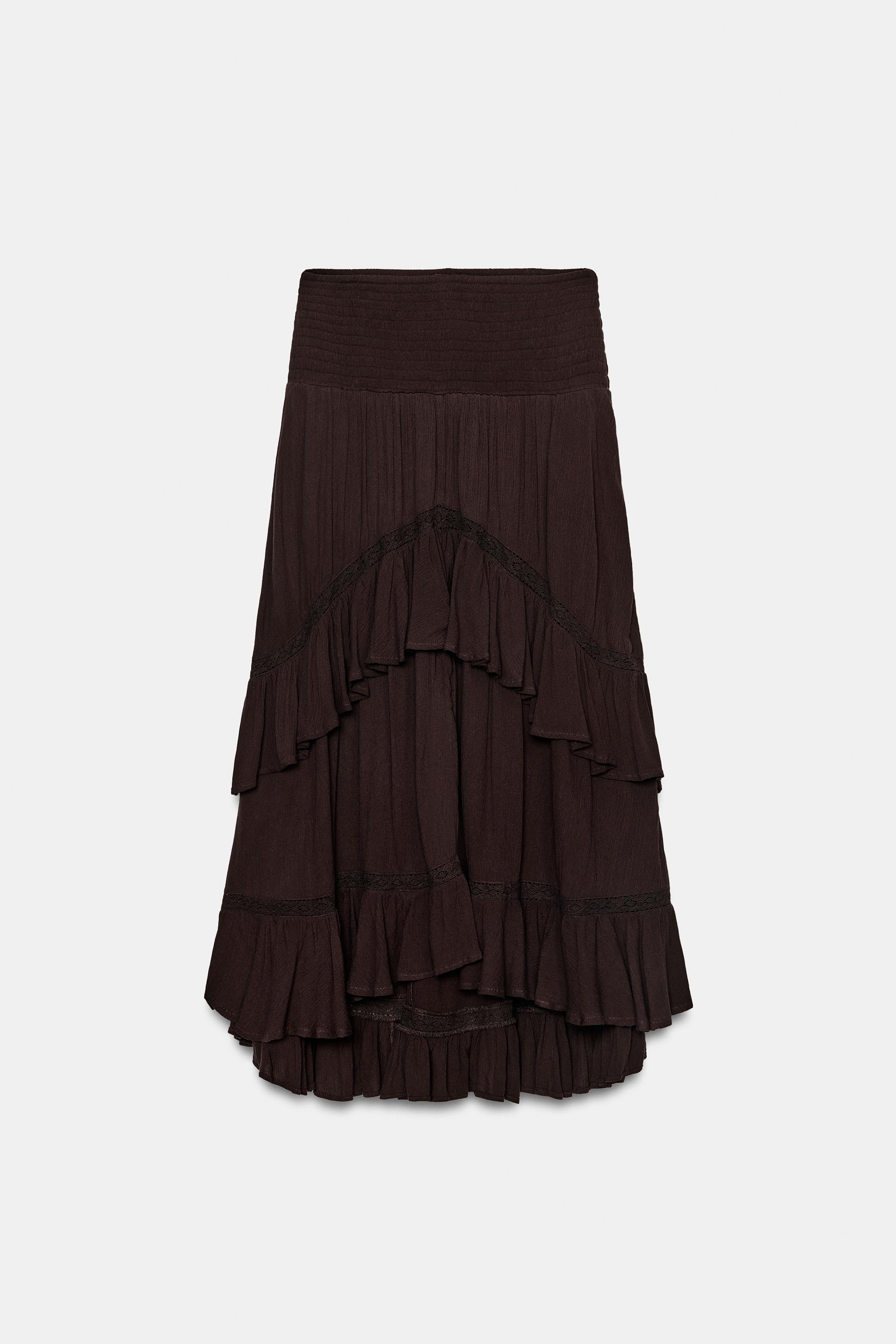 RUFFLED MIDI SKIRT